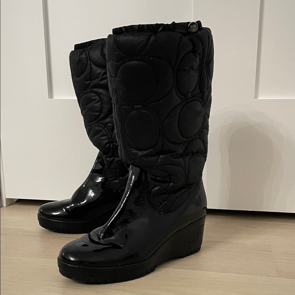 Black Coach Quilted Women's Boots Size 7
